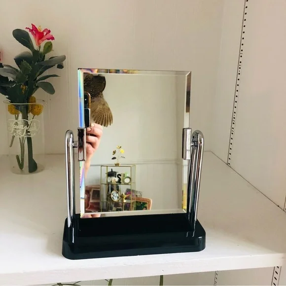 MCM Black and Silver Decorative Mirror RARE - Picture 1 of 9